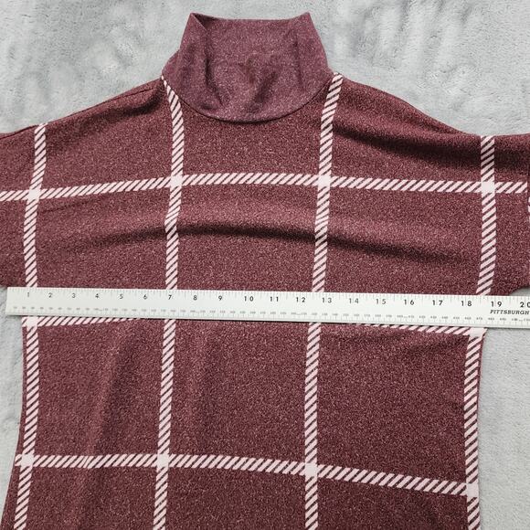 Maurices Top Womens XS Red White Felicity Windowpane Blouson Sleeve Stretch Knit - Picture 7 of 9